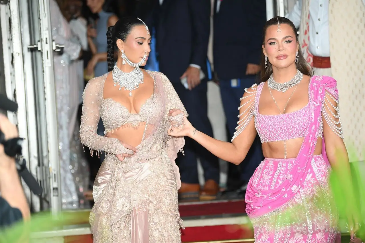 Kim and Khloe Kardashian At Anant Ambani And Radhika Merchant Wedding